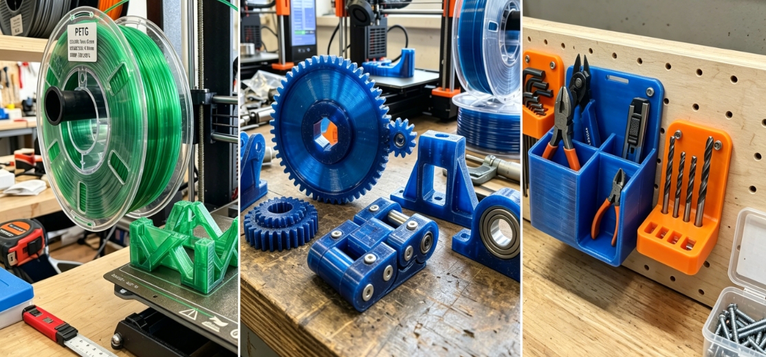 PETG combines the ease of printing of PLA with improved strength, flexibility, and weather resistance.