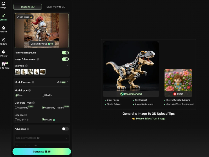 Convert Images into 3D Models