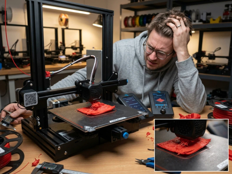 First layer speed comparison: fast first layer causing poor adhesion and corner lifting versus slow first layer allowing proper bonding to build plate