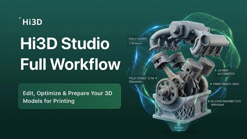 Hi3D Studio main interface showcasing armored dino chibi 3D model editing workspace