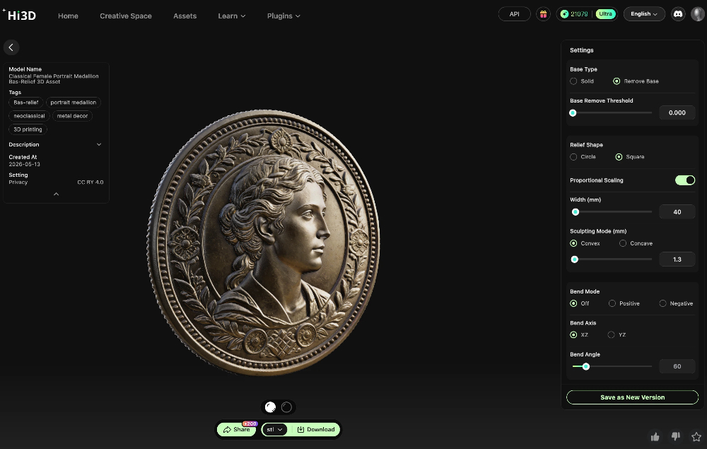 hi3d-3d-model-preview-classical-portrait-medallion