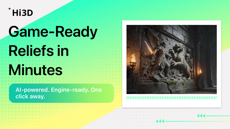 Hi3D AI game relief assets promotional banner